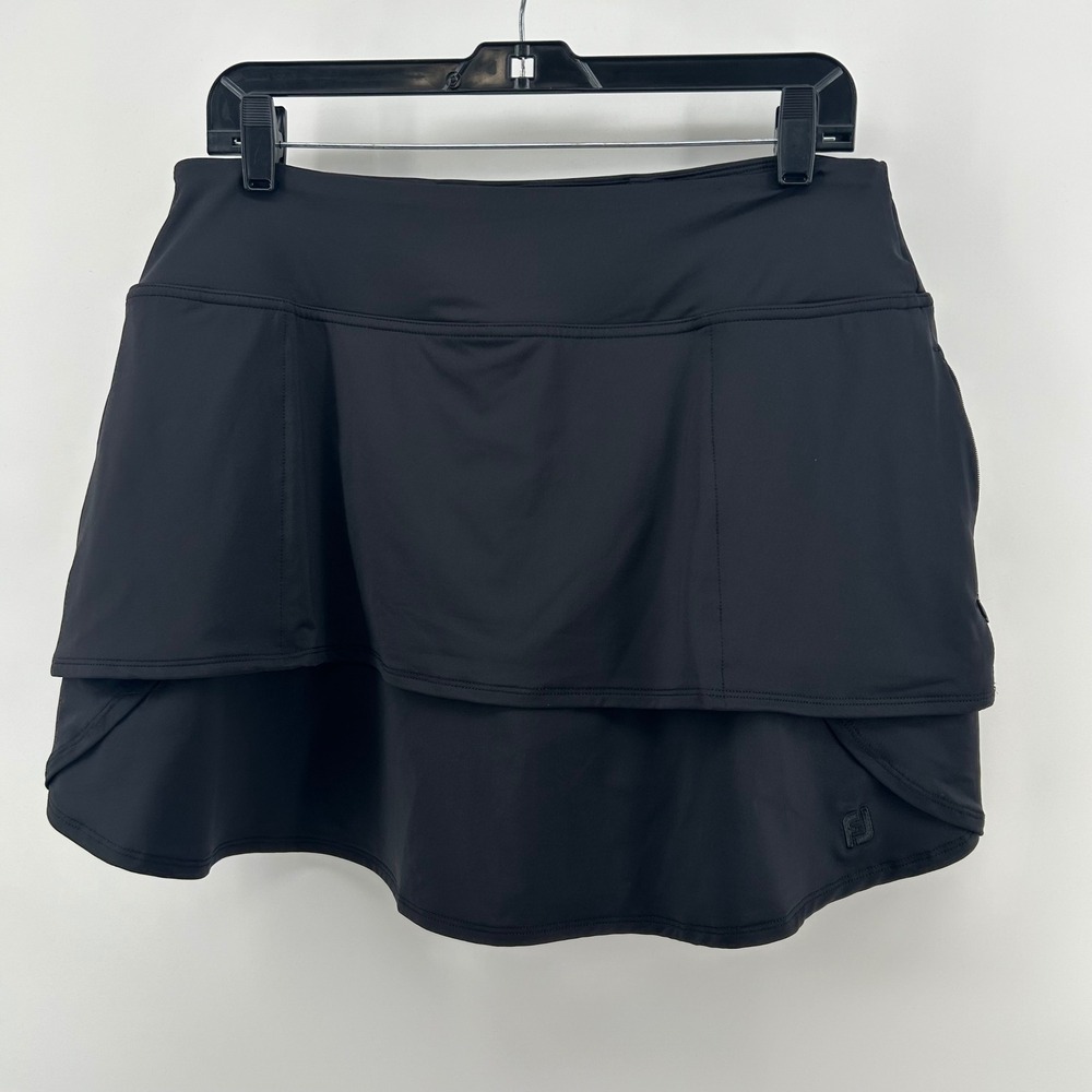 FootJoy Golf Skort Womens Large Black Layered Tiered Performance Active Skirt